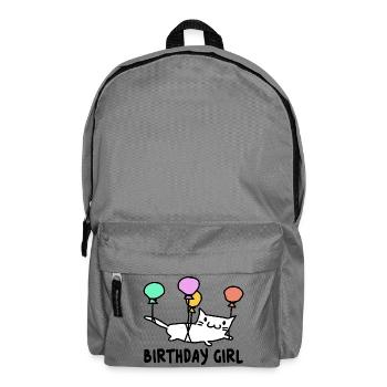 Katze mit Ballons Birthday Girl Geschenk - Rucksack - Mittelgrau - Vorne