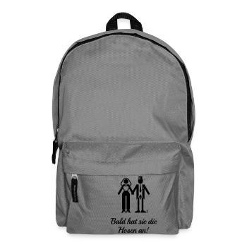 Bald Hat Sie Die Hosen An! (JGA, Bräutigam, Braut) - Rucksack - Mittelgrau - Vorne