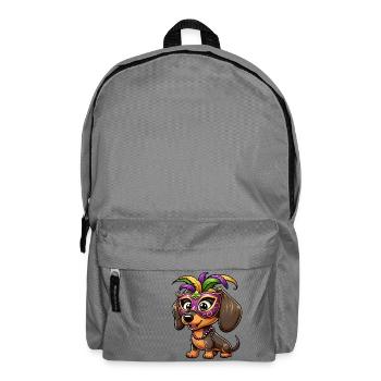 Mardi Gras Dackel, Bunter Hund - Rucksack - Mittelgrau - Vorne