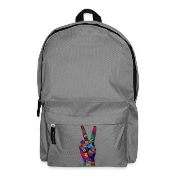 Blumen-Friedenszeichen Hand in lebendiger Farbe - Rucksack - Mittelgrau - Vorne
