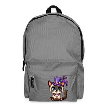 Cute Siamese Cat Mardi Gras Comic - Backpack - elephant grey - Front
