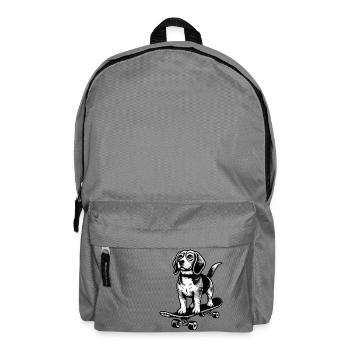 Beagle Hund Skateboard schwarz weiß Tattoo Stil - Rucksack - Mittelgrau - Vorne
