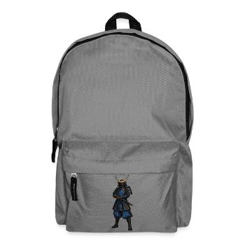 Samurai mit blauer Rüstung und Mondhelm - Rucksack - Mittelgrau - Vorne