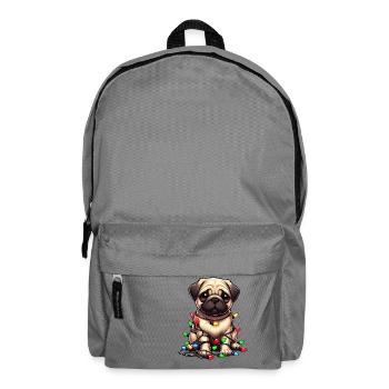 Mops Weihnachten Lichterkette süß tollpatsch - Rucksack - Mittelgrau - Vorne