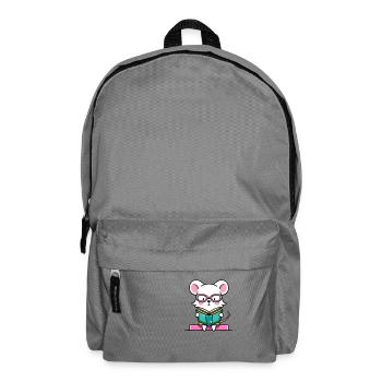 Leseratte Maus im Buch - Rucksack - Mittelgrau - Vorne