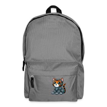 Bengal Cat Cyborg Cartoon Design - Backpack - elephant grey - Front