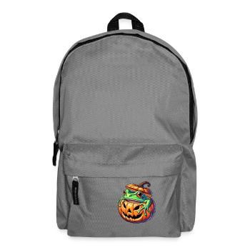 Cute Halloween Frog Cartoon Pumpkin - Backpack - elephant grey - Front