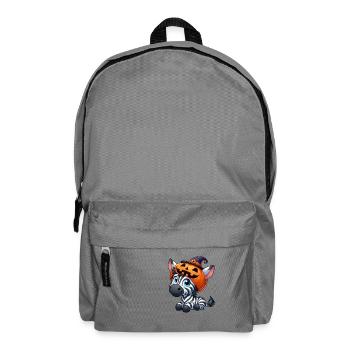 Cute Halloween Zebra Pumpkin Cartoon - Backpack - elephant grey - Front