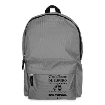 C'est l'heure, marraine, cadeau de naissance - Sac à dos - gris éléphant - Devant