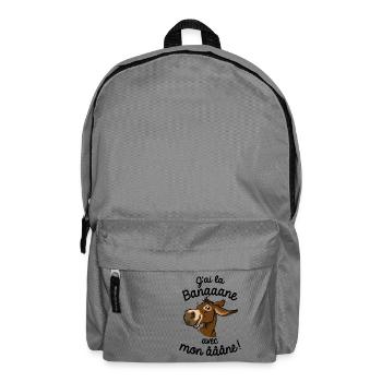 Ane, J'ai la banane (brun, texte noir) - Sac à dos - gris éléphant - Devant