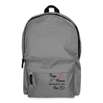 T shirt enfant body bébé papa et maman mariage - Sac à dos - gris éléphant - Devant
