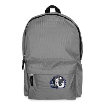 Mystic White Fox – Night & Moon Design - Backpack - elephant grey - Front