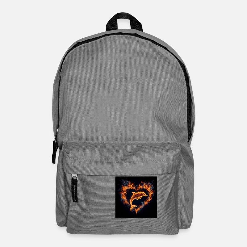Delfin Feuer Herz - Rucksack - Mittelgrau
