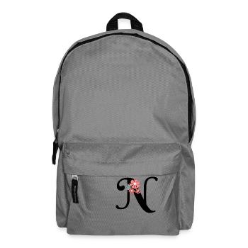 Buchstabe n Minimalistische Blumen - Rucksack - Mittelgrau - Vorne