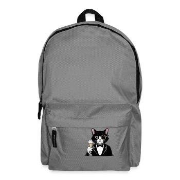 Ein Gentleman-Kater mit einem Glas und einem Monokel. - Rucksack - Mittelgrau - Vorne