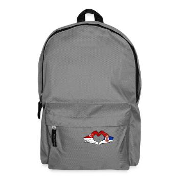 Singapour Serbie drapeau mains forme de coeur utilisé - Sac à dos - gris éléphant - Devant