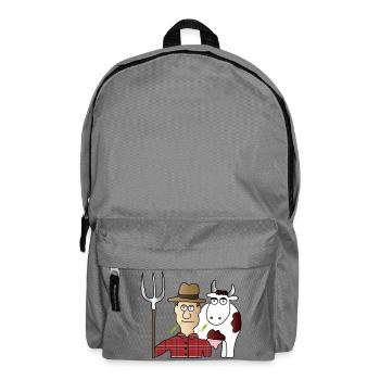 Bauer & Kuh | Landwirt | Kühe | Melken | Mistgabel - Rucksack - Mittelgrau - Vorne