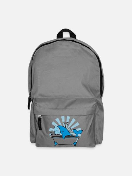Wal in der Badewanne – Lustiges Ozean Design - Rucksack - Mittelgrau