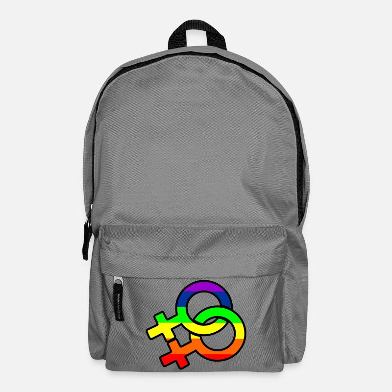 Gender-Lesben-Logo mit Regenbogen - Rucksack - Mittelgrau