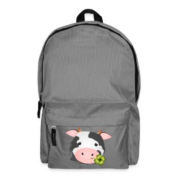 cute cow with shamrock for farm fans - Backpack - elephant grey - Front