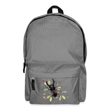 magnificent dark stag with green leaves - Backpack - elephant grey - Front