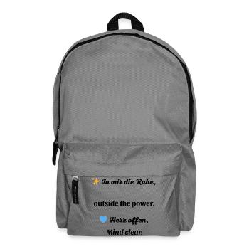 In mir die Ruhe – Outside the power - Rucksack - Mittelgrau - Vorne