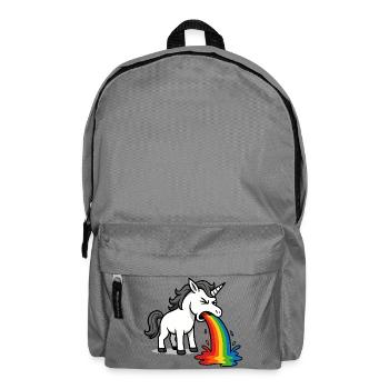 Puking Unicorn – Funny Rainbow Design - Backpack - elephant grey - Front