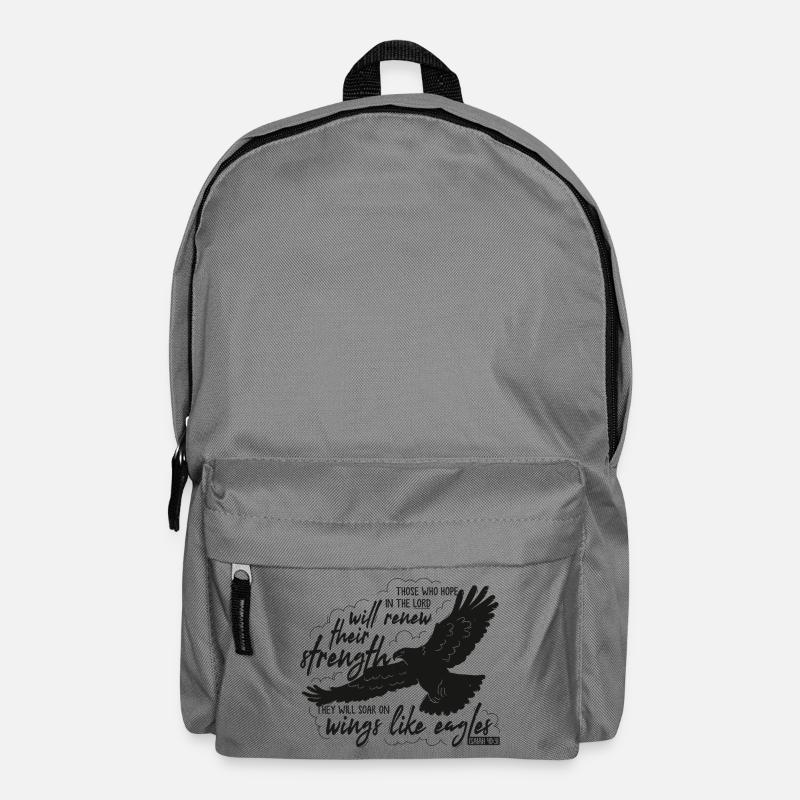 Isaiah 40 31 - soar on wings like eagles Lettering - Backpack - elephant grey