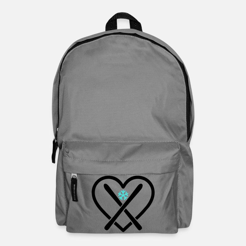Skiing Heart Mountain Snow Sport Passion - Backpack - elephant grey