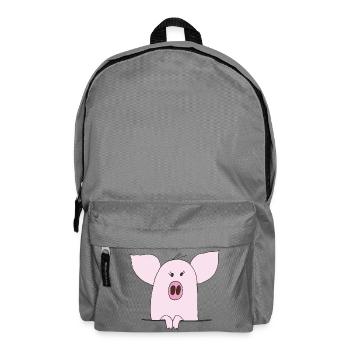 Kuscheliges Pinkes Schwein Cartoon - Rucksack - Mittelgrau - Vorne