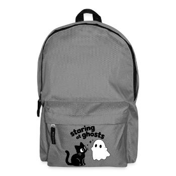 Cute Cat Meets Ghost | Minimal Halloween Motif - Backpack - elephant grey - Front