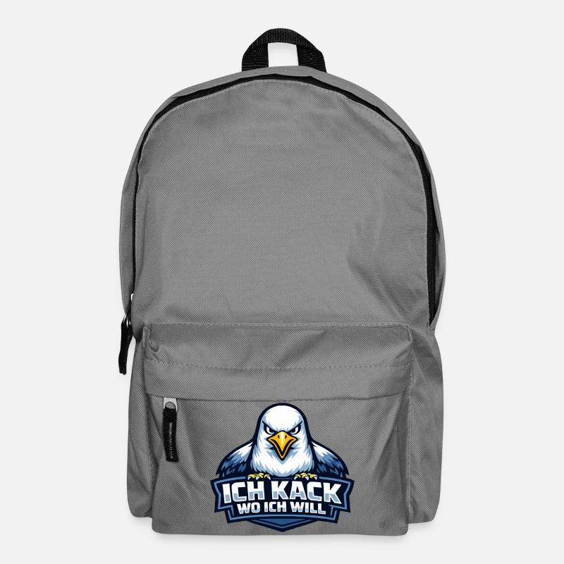Böse Möwe "Ich kack wo ich will" Spruch - Rucksack - Mittelgrau