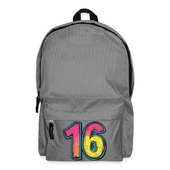 16 Zahl Bunt - Rucksack - Mittelgrau - Vorne