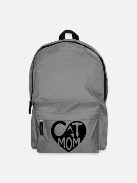 Cat Mom, Cat Mom Heart - Backpack - elephant grey
