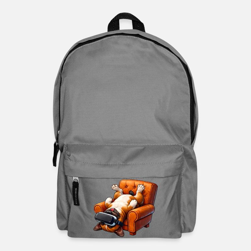 Gamer Hund mit VR Brille - Rucksack - Mittelgrau