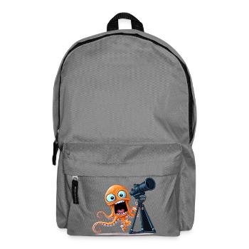 Photographe de pieuvre orange avec appareil photo - Sac à dos - gris éléphant - Devant