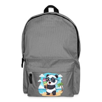 Panda am Strand mit Eiscreme - Backpack - elephant grey - Front