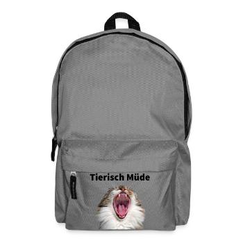 Tierisch Müde - Gähnende Katze - Rucksack - Mittelgrau - Vorne