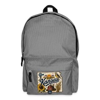 Kansas Sunflower State Vintage Reiseaufkleber - Rucksack - Mittelgrau - Vorne