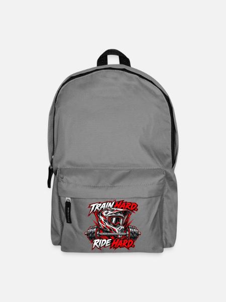 Train Hard Ride Hard: Motocross & Fitness Lifestyl - Rucksack - Mittelgrau