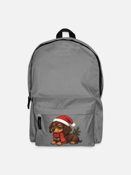 Dackel Weihnachtshut Weihnachts-Pixelkunst - Rucksack - Mittelgrau
