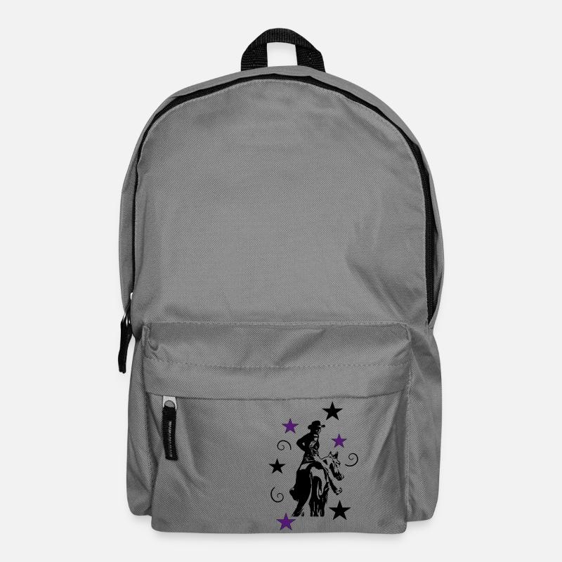 Westernreiterin mit Pferd Silhouette - Rucksack - Mittelgrau