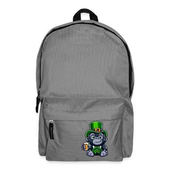 St. Patrick's Gorilla with Beer Cartoon - Backpack - elephant grey - Front