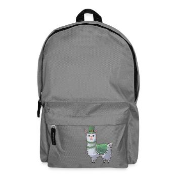 St. Patrick's Day Cute Llama Cartoon - Backpack - elephant grey - Front