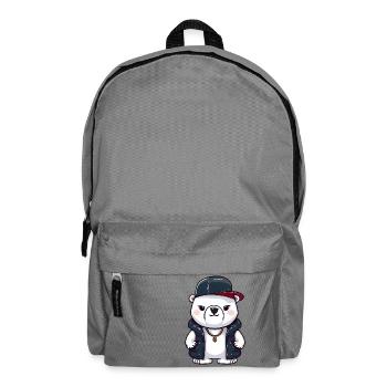 Ours polaire gangster avec chaîne en or et casquette de baseball - Sac à dos - gris éléphant - Devant
