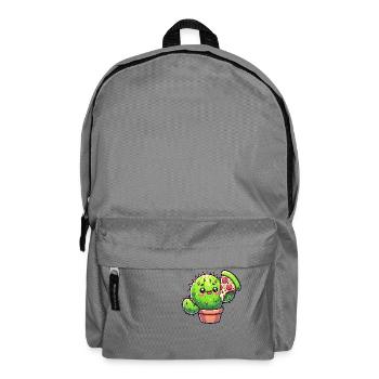 Süßer Kaktus mit Pizza Cartoon - Rucksack - Mittelgrau - Vorne