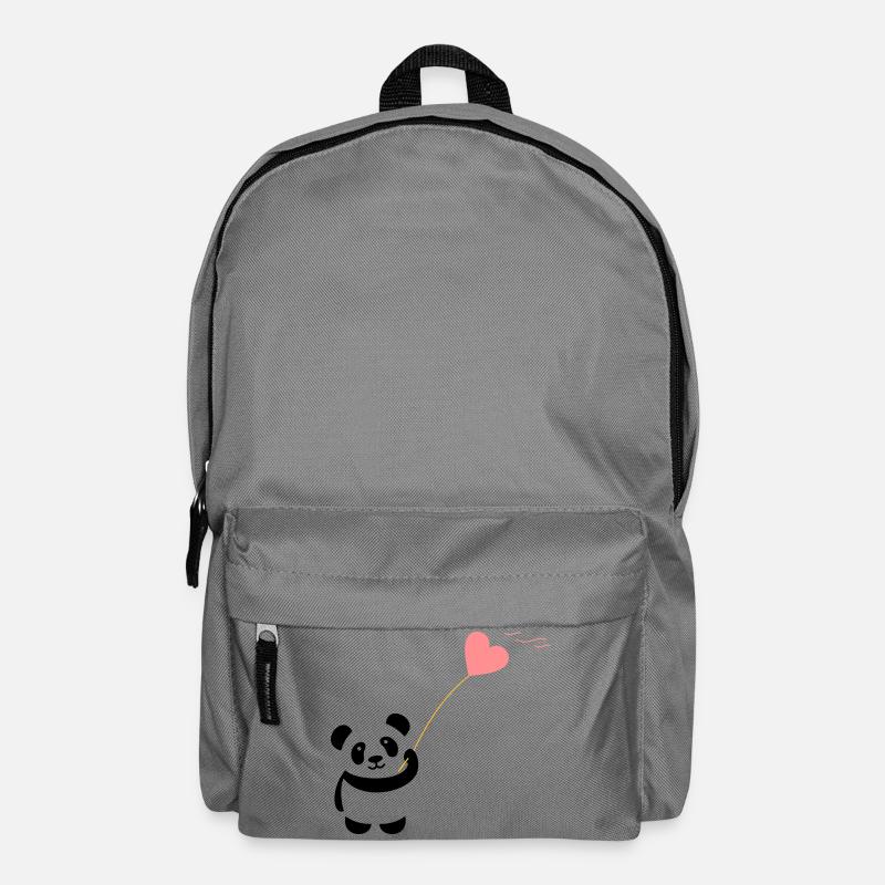 panda heart cute balloon bear big thick kusch - Backpack - elephant grey