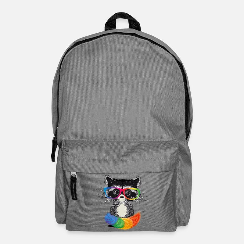 Waschbär mit Brille in Regenbogen Farben - Rucksack - Mittelgrau