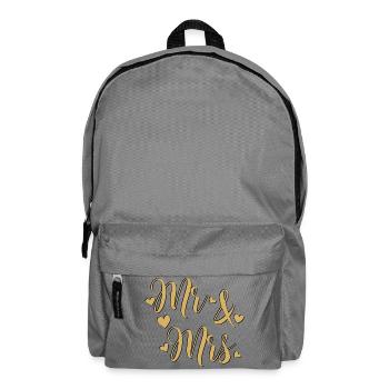 Mr and Mrs Gold on Black - Backpack - elephant grey - Front
