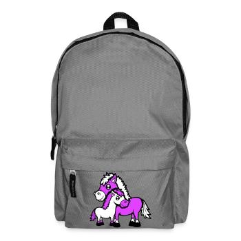 2 Mignon Chevaux Enfant Famille Maman Papa Maman Père - Sac à dos - gris éléphant - Devant